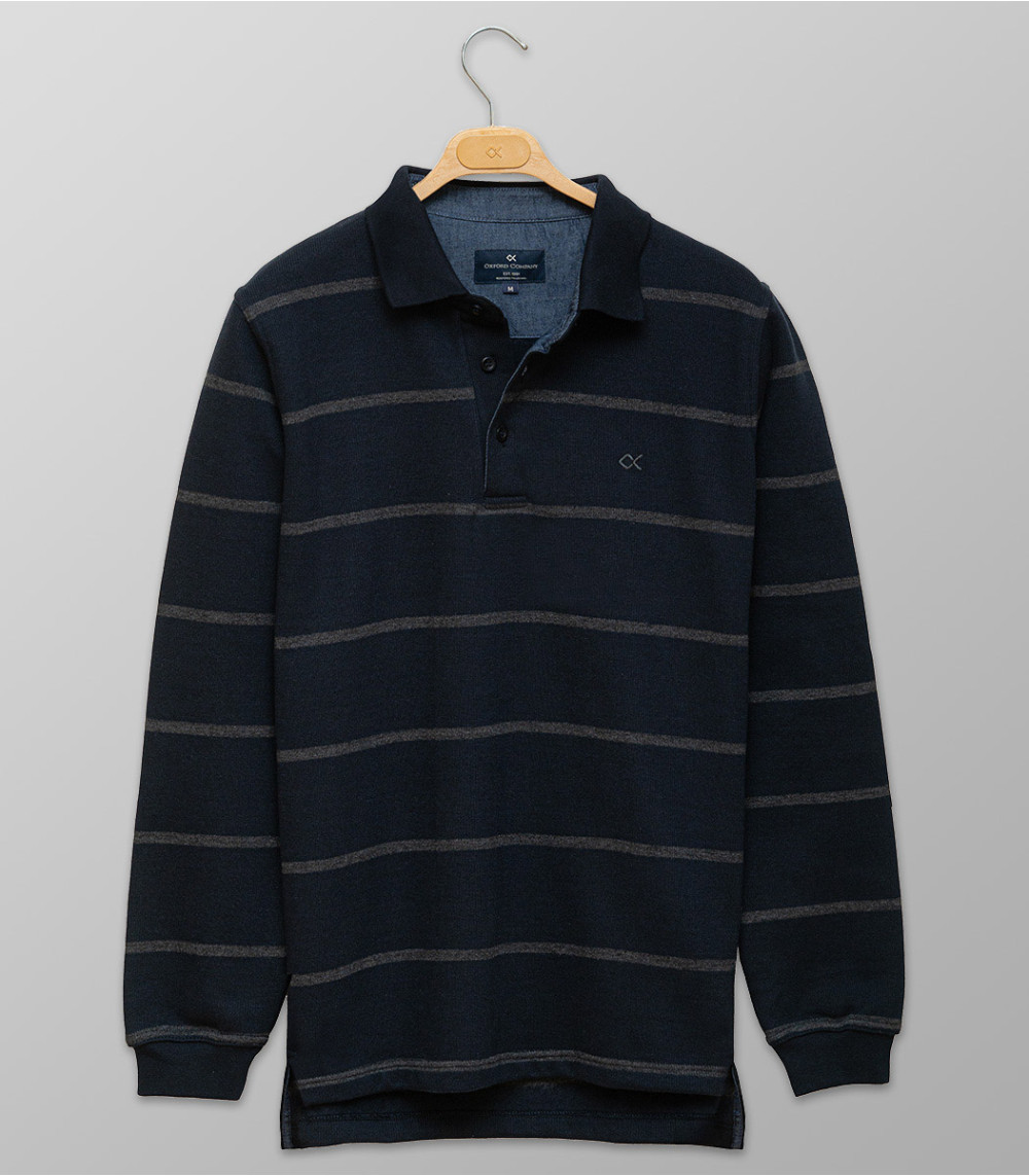 Outlet Polo Μακρύ Μανίκι Regular Fit Ριγέ 