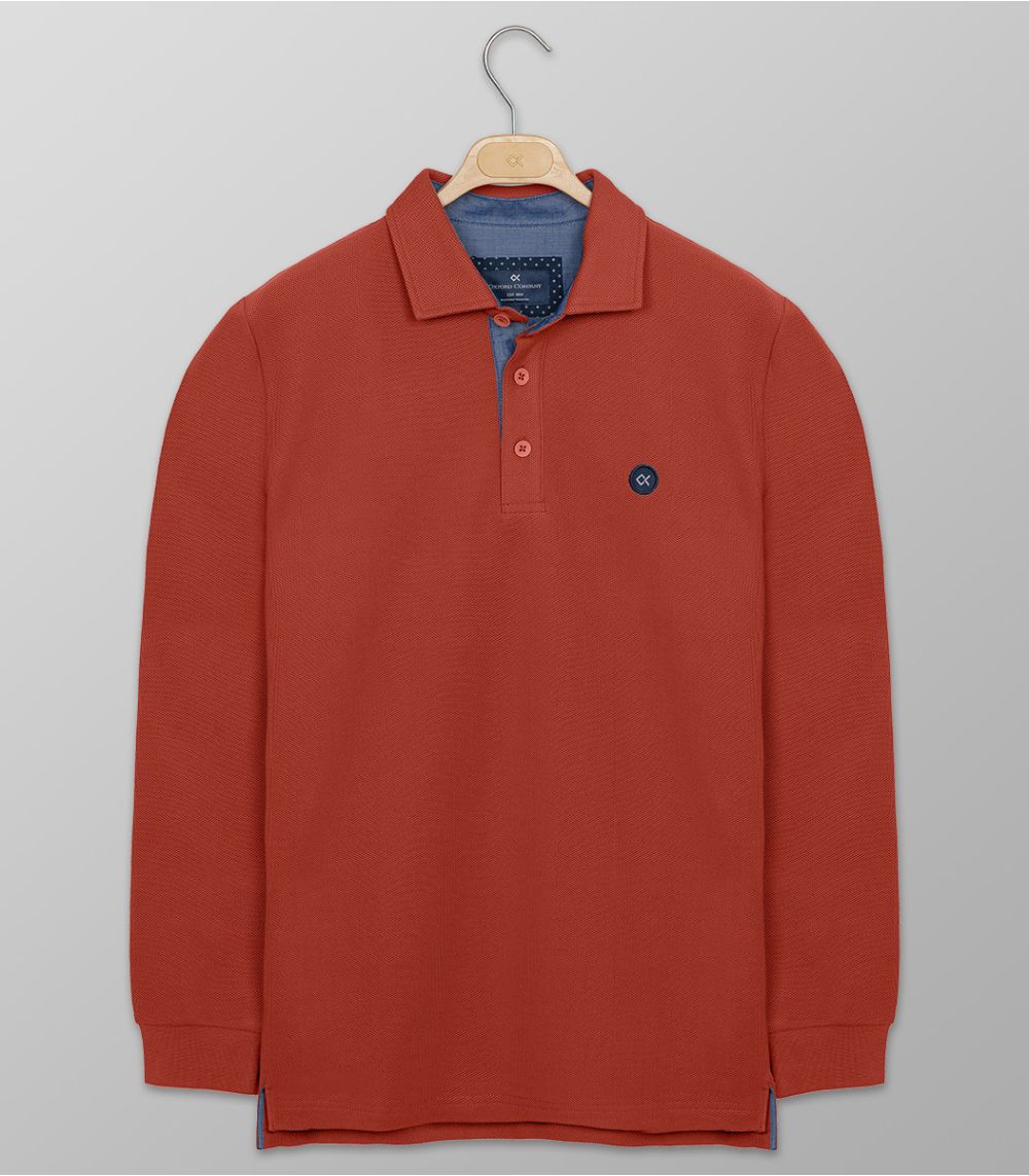 Polo Μακρύ Μανίκι Regular Fit Πορτοκαλί 