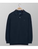 Polo Long Sleeve Regular Fit Plain Dark Blue | Oxford Company eShop