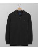 Polo Long Sleeve Regular Fit Plain Black | Oxford Company eShop