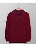 Polo Long Sleeve Regular Fit Plain Βordeaux | Oxford Company eShop