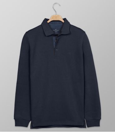 Polo Μακρύ Μανίκι Regular Fit Μπλε Σκούρο