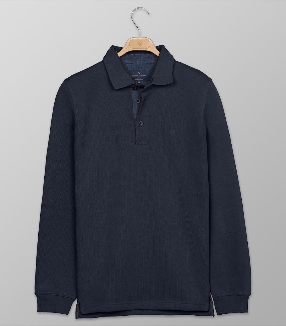 Polo Μακρύ Μανίκι Regular Fit Μπλε Σκούρο
