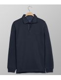 Polo Long Sleeve Regular Fit Plain Dark Blue | Oxford Company eShop
