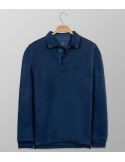 Polo Long Sleeve Regular Fit Plain Blue Indigo | Oxford Company eShop