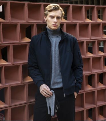 Bomber Μπουφάν Μπλε Σκούρο Slim Fit