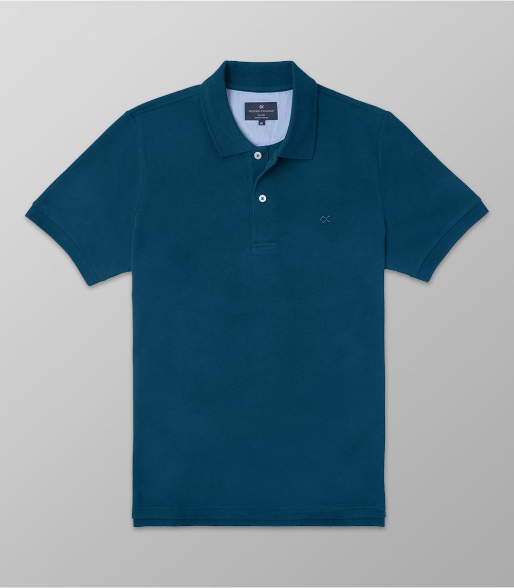 Polo Κοντό Μανίκι Regular Fit Πετρόλ