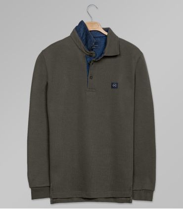Polo Μακρύ Μανίκι Regular Fit Λαδί