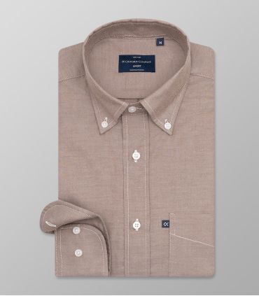Outlet Sport Πουκάμισο Regular Fit Μπεζ Σκούρο 