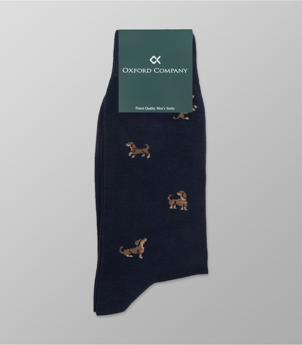 Men's Patterned Dark Blue Socks