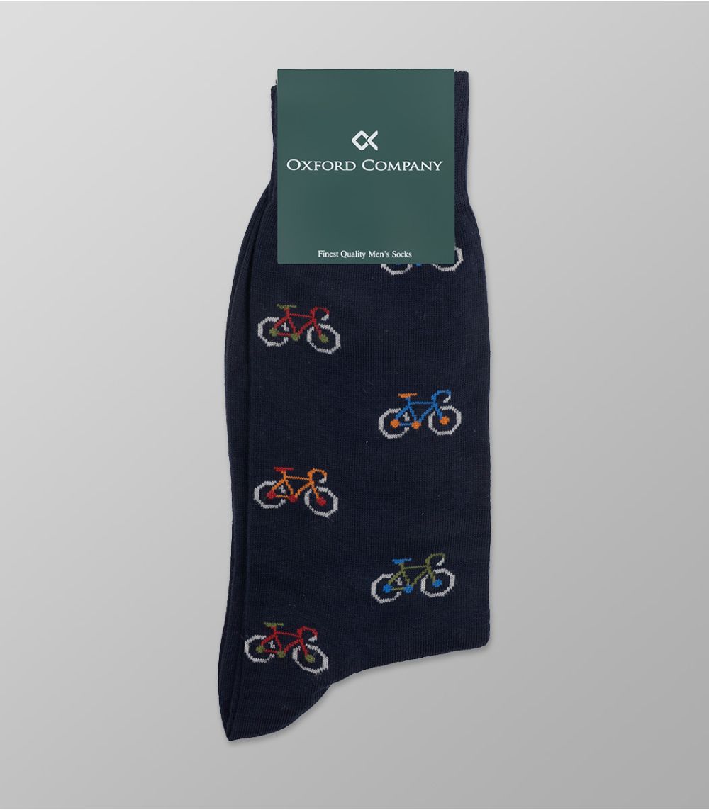 Men's Patterned Dark Blue Socks